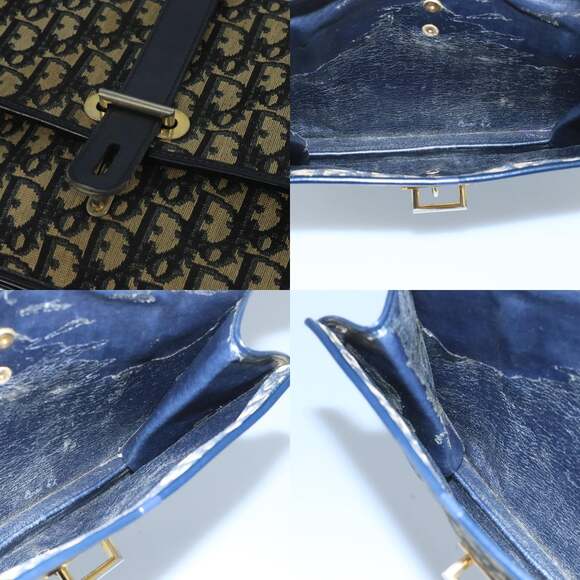 DIOR Trotter Canvas Shoulder Bag Navy Gold - Picture 11 of 12